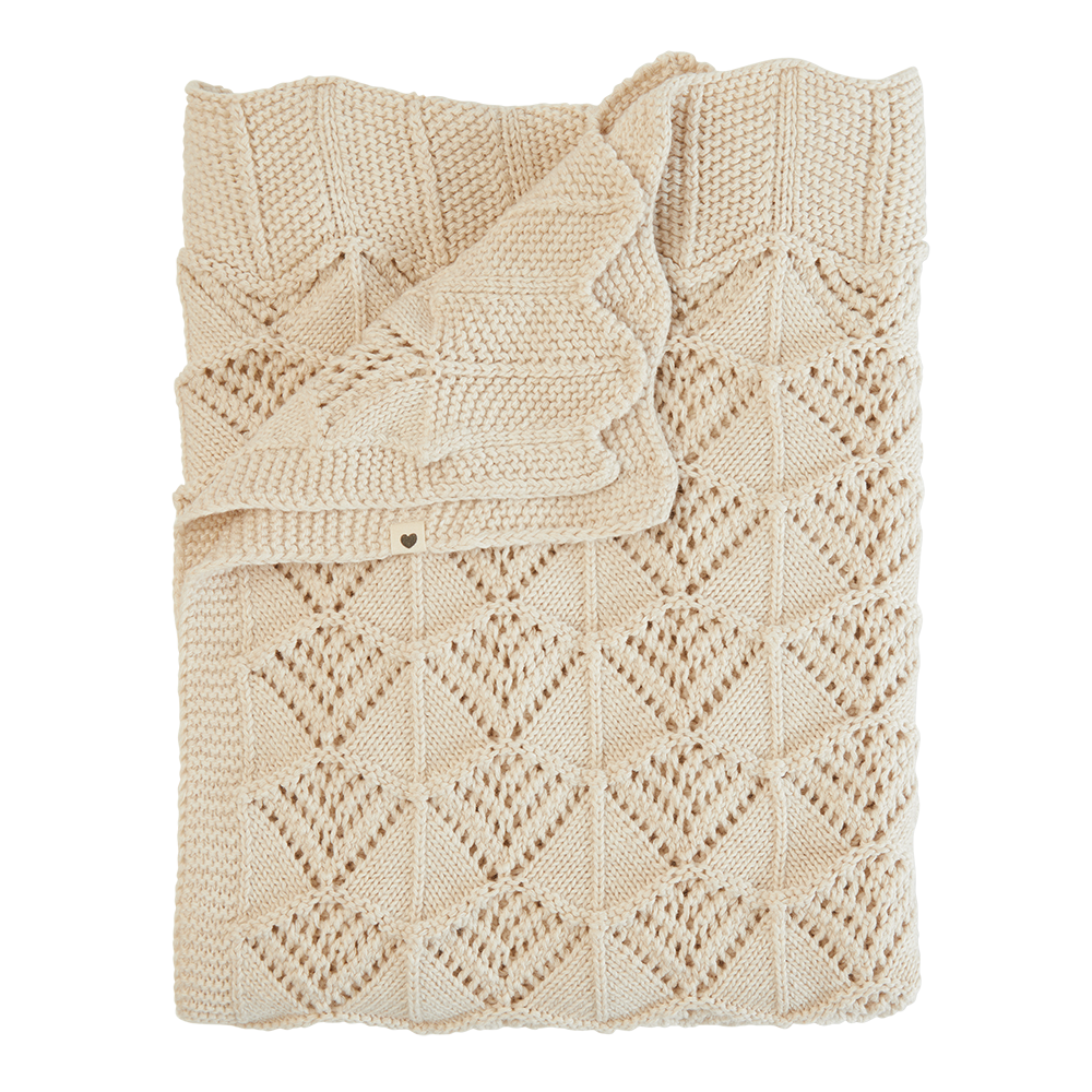 Knitted Blanket Wavy Ivory