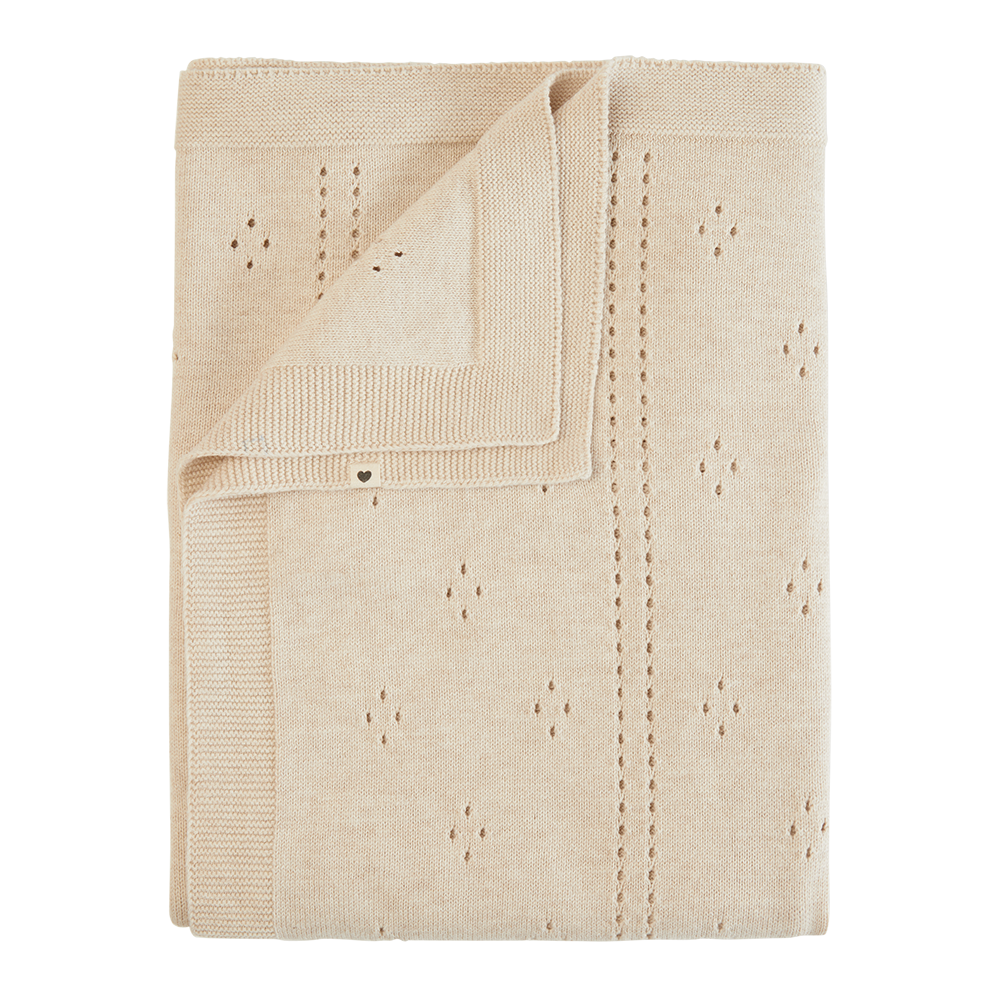 Knitted Blanket Pointelle Ivory